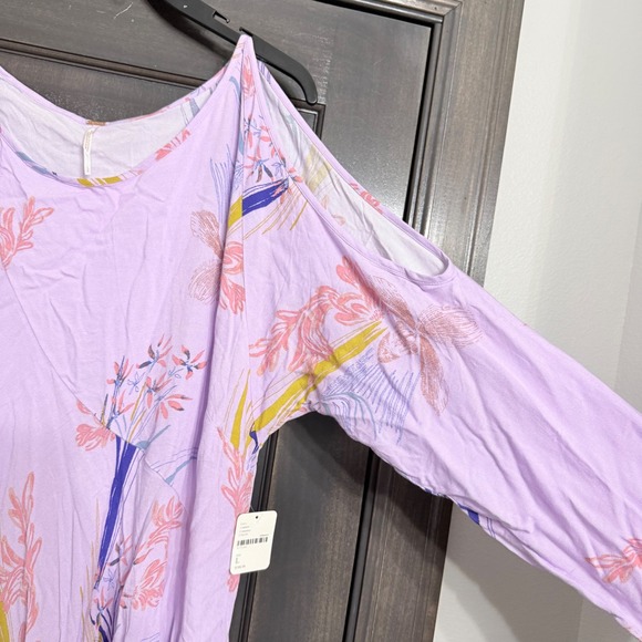 Free People Lilac Floral Cold Shoulder  Dress Size L - Picture 3 of 9